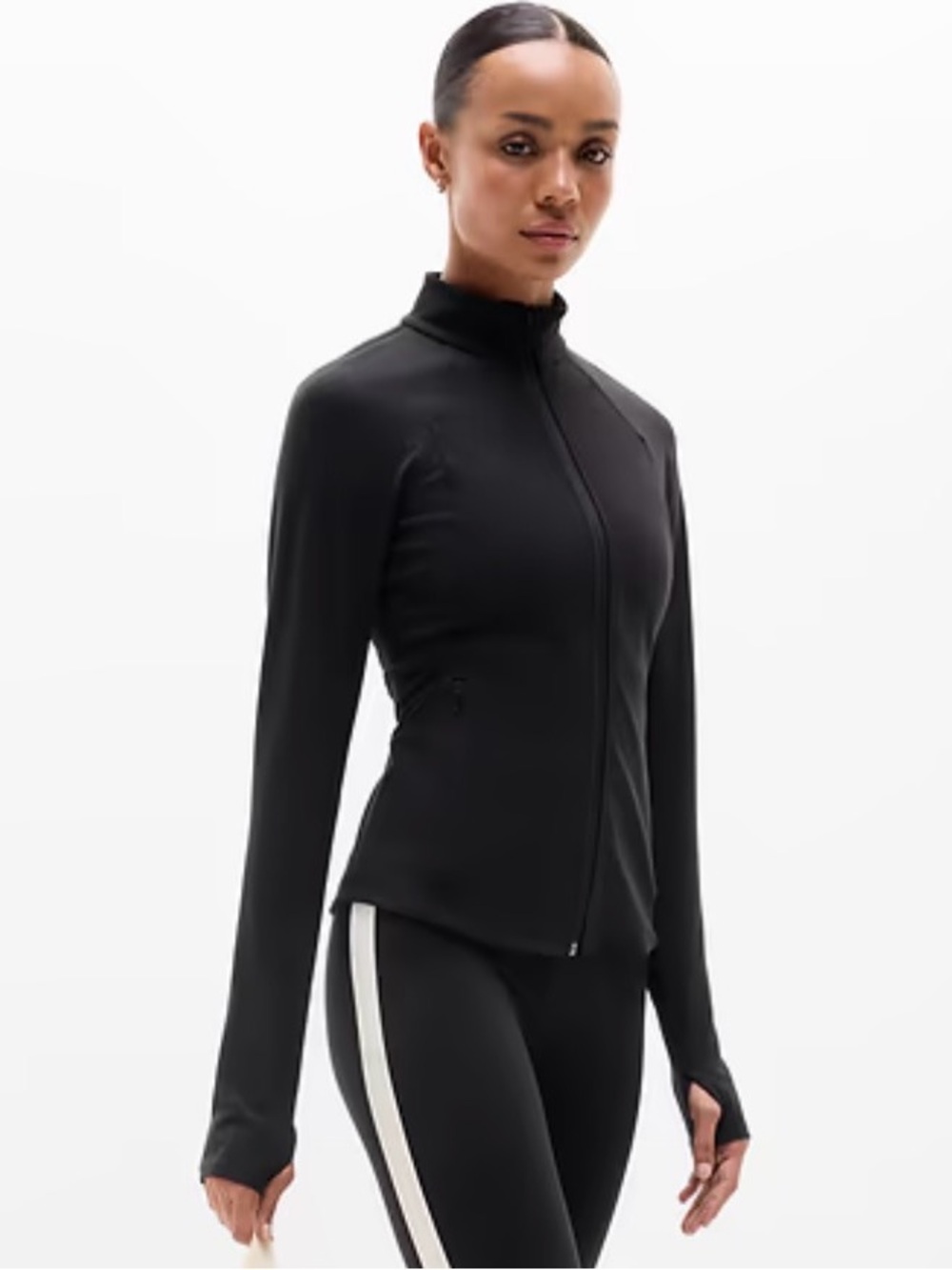 Athleta Black Salutation Full-Zip Athletic Jacket